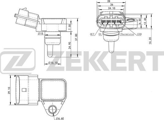 Zekkert SE-1031 - Датчик, давление во впускной трубе avtokuzovplus.com.ua