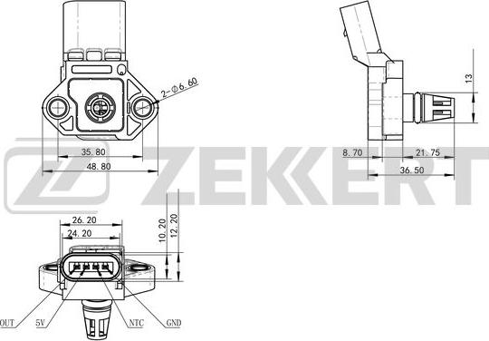 Zekkert SE-1035 - Датчик, давление во впускной трубе avtokuzovplus.com.ua