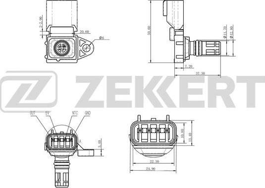 Zekkert SE-1036 - Датчик, тиск у впускний трубі autocars.com.ua