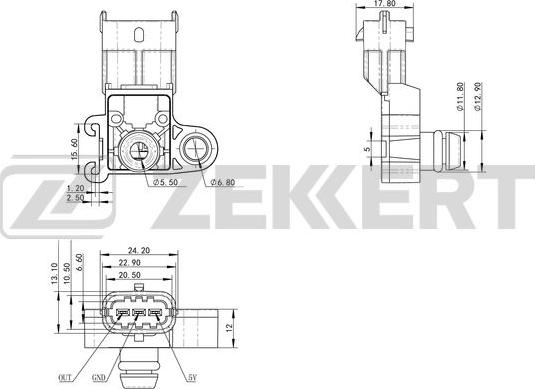 Zekkert SE-1037 - Датчик, давление во впускной трубе avtokuzovplus.com.ua