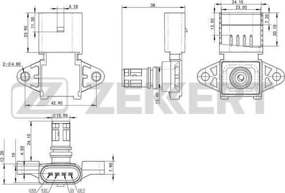 Zekkert SE-1038 - Датчик, давление во впускной трубе avtokuzovplus.com.ua