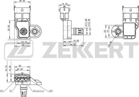 Zekkert SE-1040 - Датчик, давление во впускной трубе avtokuzovplus.com.ua