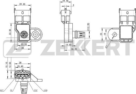 Zekkert SE-1041 - Датчик, давление во впускной трубе avtokuzovplus.com.ua