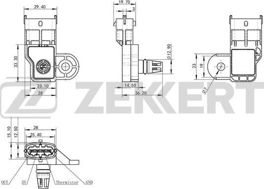 Zekkert SE-1042 - Датчик, давление во впускной трубе avtokuzovplus.com.ua