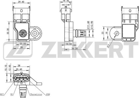 Zekkert SE-1044 - Датчик, тиск у впускний трубі autocars.com.ua