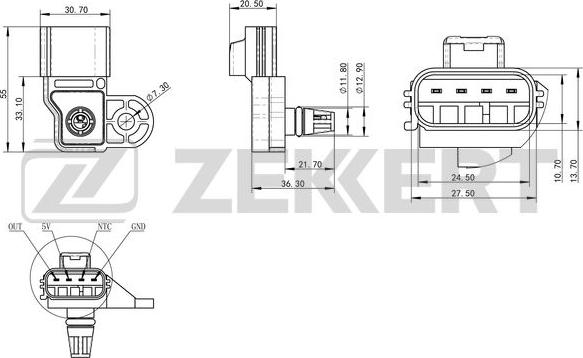 Zekkert SE-1046 - Датчик, давление во впускной трубе avtokuzovplus.com.ua