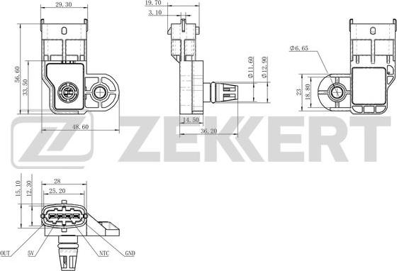 Zekkert SE-1055 - Датчик, тиск у впускний трубі autocars.com.ua