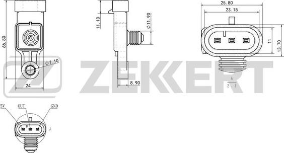 Zekkert SE-1058 - Датчик, тиск у впускний трубі autocars.com.ua