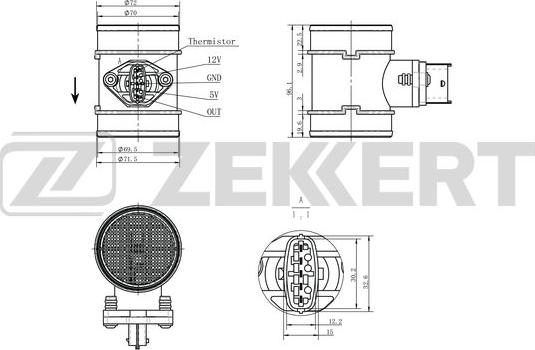 Zekkert SE-1100 - Датчик, давление во впускной трубе avtokuzovplus.com.ua