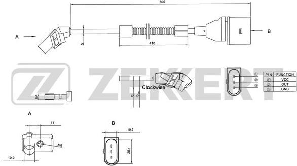 Zekkert SE-4004 - Датчик імпульсів, колінчастий вал autocars.com.ua