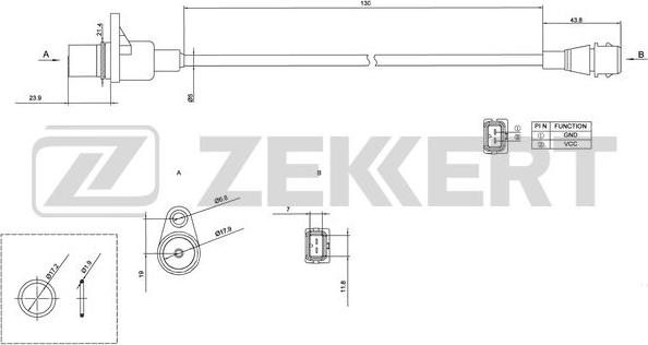 Zekkert SE-4017 - Датчик положения коленвала Kia Rio II 05-  Cerato 04-  Spectra 04-  Hyundai Accent I-III 94-  Elantr autodnr.net