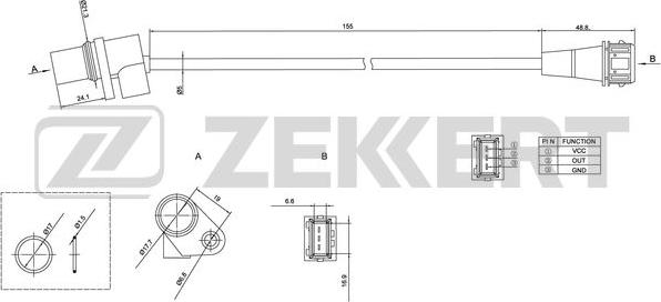 Zekkert SE-4019 - Датчик положения коленвала Kia Sportage II 04-  Hyundai Santa Fe 01-  Sonata IV 98-  Tucson 04- autodnr.net