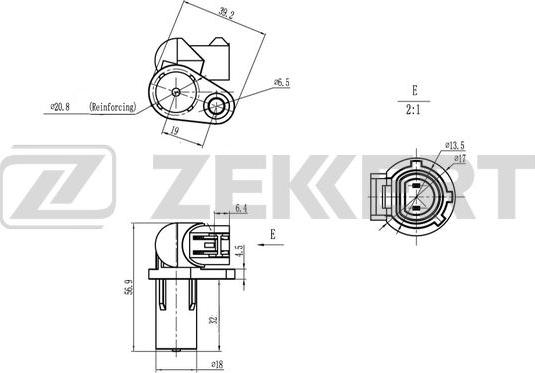 Zekkert SE-4074 - Датчик положения коленвала Nissan Primera _P12 02-  Renault Megane II 02-  Suzuki Grand Vitara JT autodnr.net