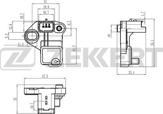 Zekkert SE-4107 - Датчик положения коленвала Ford Fusion 02-  Mitsubishi Outlander II 07-  Citroen Berlingo 05-  C4 04 autodnr.net