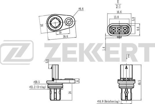 Zekkert SE-5022 - Датчик положения распредвала Opel Astra H  J 05-  Vectra C 05-  Insignia A 08-  Zafira B  C 05-  Mok autodnr.net