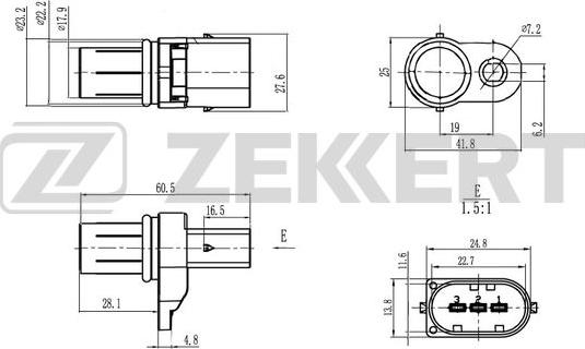 Zekkert SE-5027 - Датчик положения распредвала BMW 5 E39  E60  E61 96-  3 E36 E46  E90 E91 93-  X5 E53 00-  X3  autodnr.net