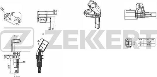 Zekkert SE-6007 - Датчик ABS передн. лев. VW Passat VI  VII 05-  Tiguan 07-  Audi A3 II 03-  Q3 11-  Skoda Octavia 1Z autodnr.net