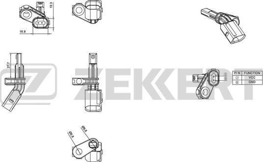 Zekkert SE-6016 - Датчик ABS, частота обертання колеса autocars.com.ua