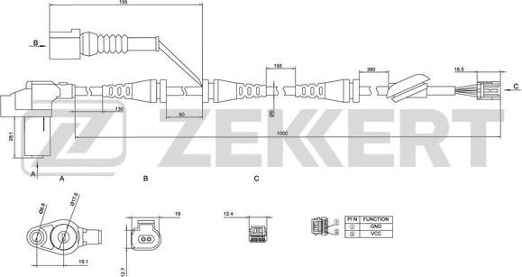 Zekkert SE-6019 - Датчик ABS, частота обертання колеса autocars.com.ua