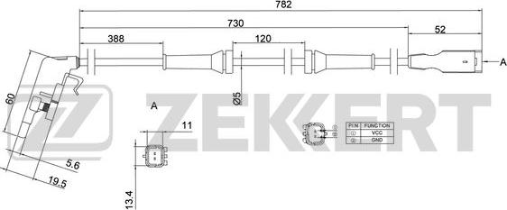 Zekkert SE-6036 - Датчик ABS, частота обертання колеса autocars.com.ua