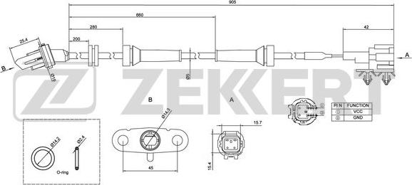 Zekkert SE-6051 - Датчик ABS, частота обертання колеса autocars.com.ua