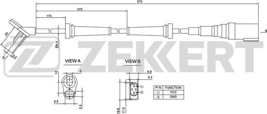 Zekkert SE-6054 - Датчик ABS, частота обертання колеса autocars.com.ua