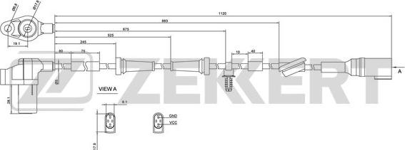 Zekkert SE-6059 - Датчик ABS, частота обертання колеса autocars.com.ua