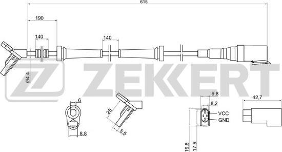 Zekkert se-6061 - Датчик ABS, частота вращения колеса autodnr.net