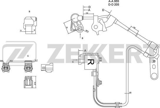 Zekkert SE-6073 - Датчик ABS, частота обертання колеса autocars.com.ua