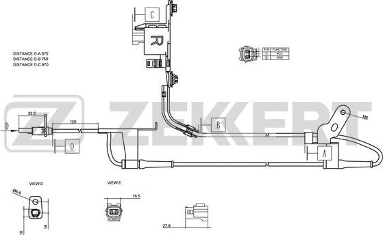 Zekkert SE-6075 - Датчик ABS, частота обертання колеса autocars.com.ua