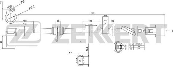 Zekkert SE-6087 - Датчик ABS, частота обертання колеса autocars.com.ua