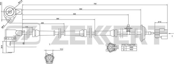 Zekkert SE-6117 - Датчик ABS, частота обертання колеса autocars.com.ua