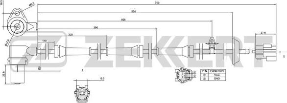 Zekkert SE-6118 - Датчик ABS передн. прав. Chevrolet Aveo T200  T250  T255 03-  Daewoo Kalos KLAS 02- autodnr.net