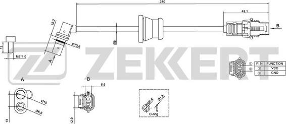 Zekkert SE-6122 - Датчик ABS, частота вращения колеса avtokuzovplus.com.ua