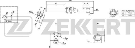 Zekkert SE-6124 - Датчик ABS передн. Chevrolet Captiva C100  C140 06-  Opel Antara A 06- autodnr.net
