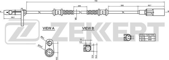 Zekkert SE-6132 - Датчик ABS, частота обертання колеса autocars.com.ua