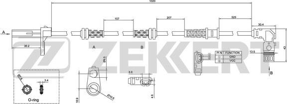 Zekkert SE-6135 - Датчик ABS, частота вращения колеса autodnr.net