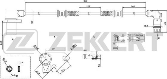 Zekkert SE-6136 - Датчик ABS, частота вращения колеса autodnr.net