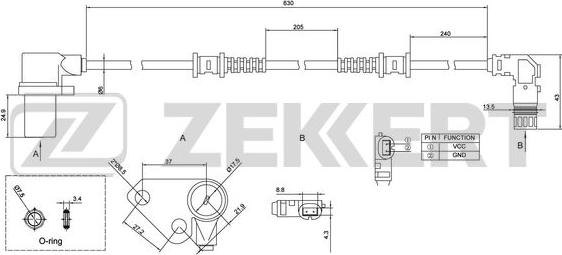 Zekkert SE-6137 - Датчик ABS, частота вращения колеса avtokuzovplus.com.ua