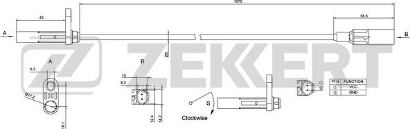 Zekkert SE-6144 - Датчик ABS, частота обертання колеса autocars.com.ua