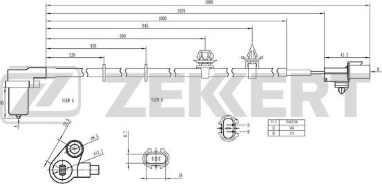 Zekkert SE-6156 - Датчик ABS задн. лев. Mitsubishi Lancer VII 03- autodnr.net