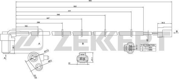 Zekkert se-6160 - Датчик ABS, частота вращения колеса autodnr.net