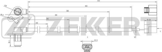 Zekkert SE-6161 - Датчик ABS, частота обертання колеса autocars.com.ua