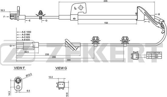 Zekkert SE-6167 - Датчик ABS, частота обертання колеса autocars.com.ua