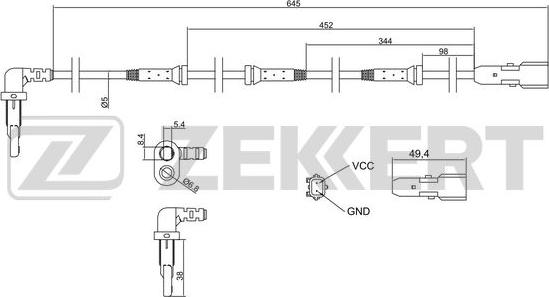 Zekkert SE-6173 - Датчик ABS, частота обертання колеса autocars.com.ua