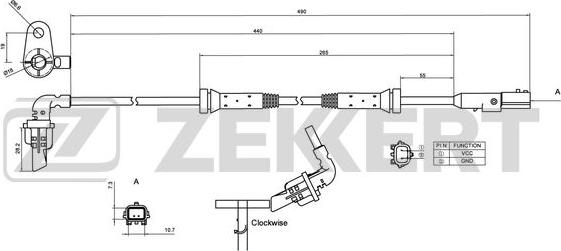 Zekkert SE-6174 - Датчик ABS, частота обертання колеса autocars.com.ua