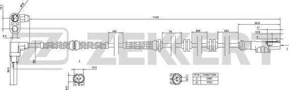 Zekkert SE-6176 - Датчик ABS, частота обертання колеса autocars.com.ua