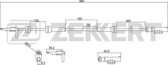 Zekkert SE-6177 - Датчик ABS, частота обертання колеса autocars.com.ua