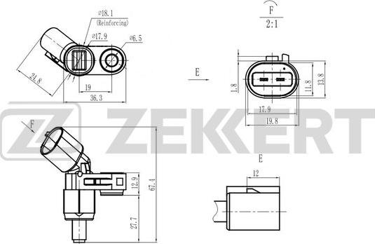 Zekkert se-6182 - Датчик ABS, частота вращения колеса autodnr.net