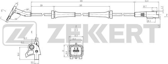 Zekkert SE-6183 - Датчик ABS, частота вращения колеса avtokuzovplus.com.ua